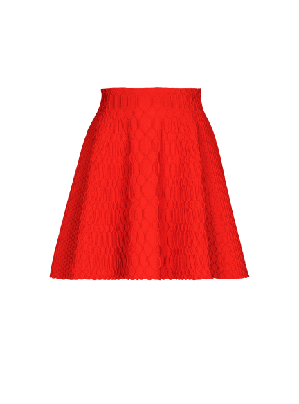 Flared crocodile-knit skirt