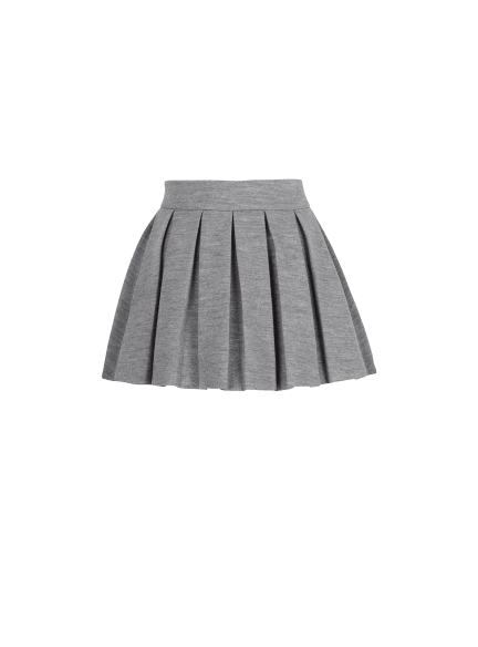Short pleated cotton knit skirt
