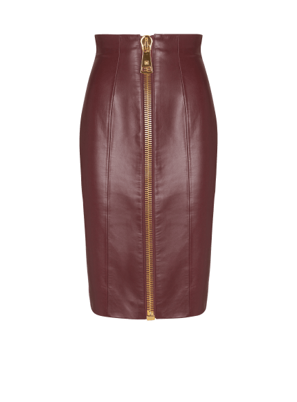 Lambskin leather pencil skirt