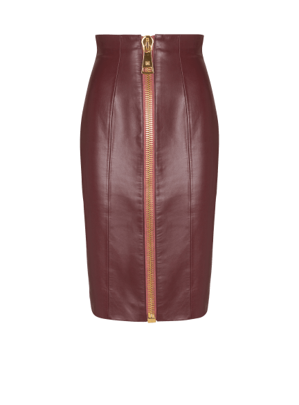 Lambskin leather pencil skirt