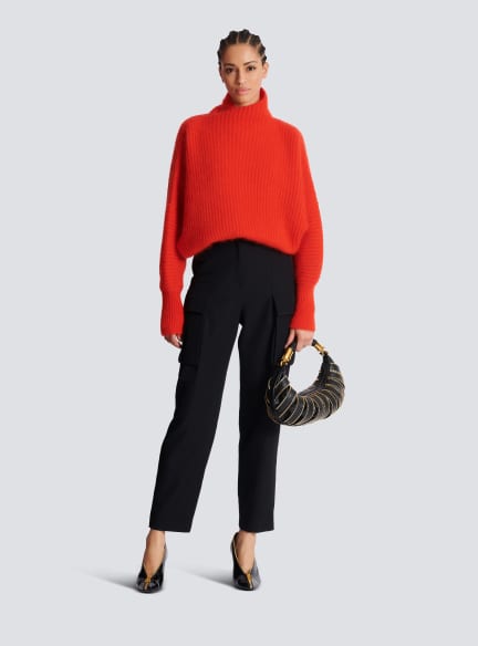 Cargo pants in grain de poudre wool