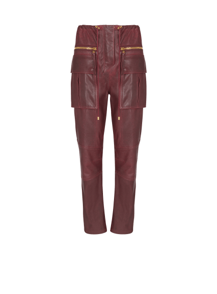 Lambskin leather cargo pants
