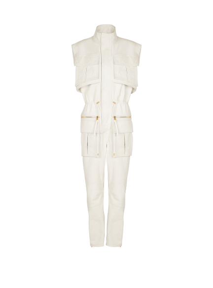 Sleeveless lambskin jumpsuit
