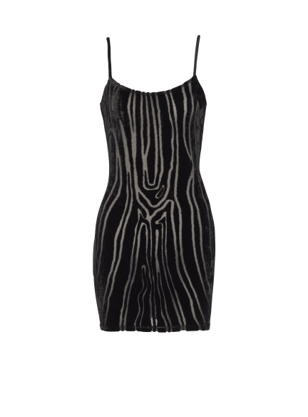 Short strappy dress in zebra-print velvet