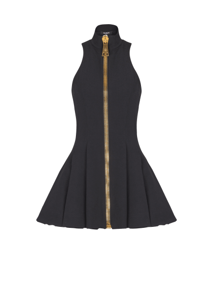 Short halterneck dress in grain de poudre wool