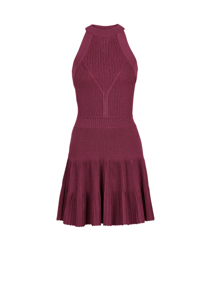 Sleeveless flared dress in openwork knit
