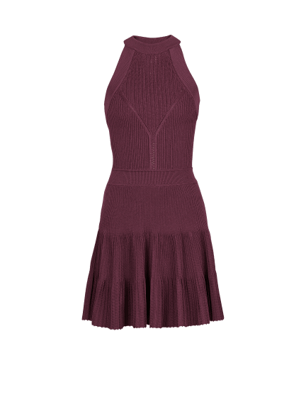Sleeveless flared dress in openwork knit