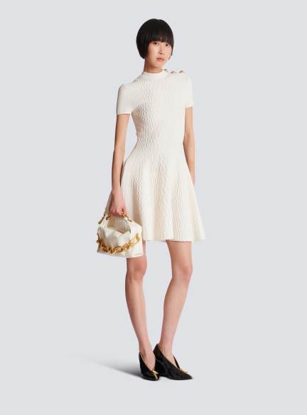 Flared crocodile-knit dress