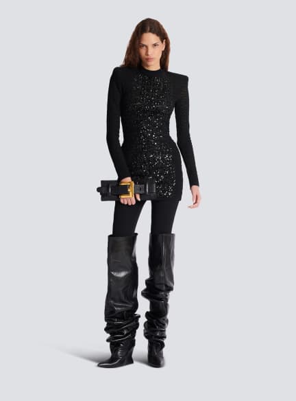 Short sequin dress in crocodile knit