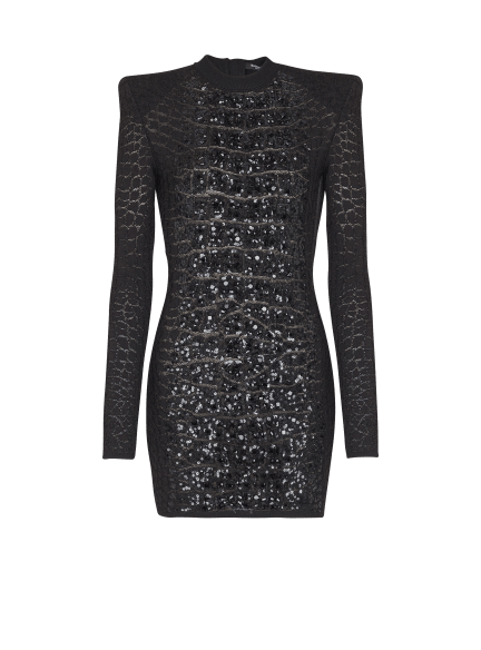 Short sequin dress in crocodile knit