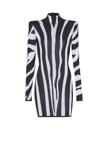 Short knit dress with zebra intarsia