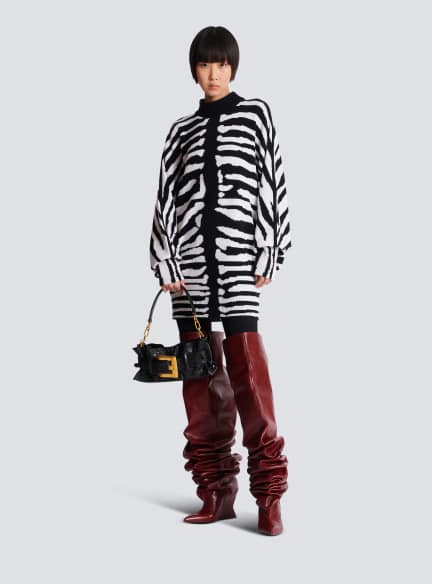 Knit dress with zebra intarsia 