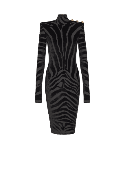 Short zebra-print velvet dress