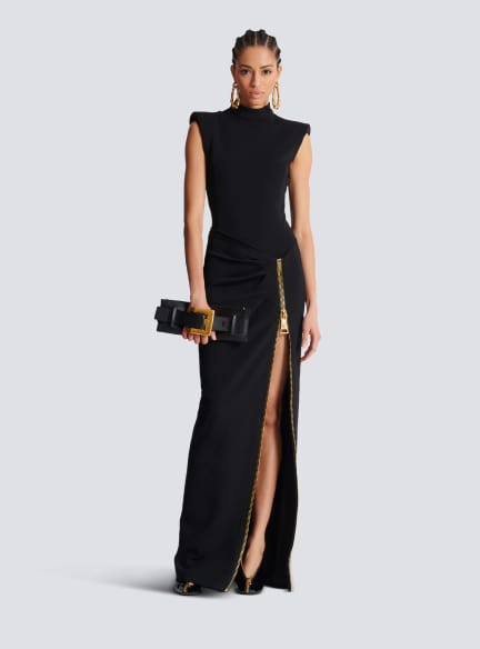 Long jersey dress with leg slit