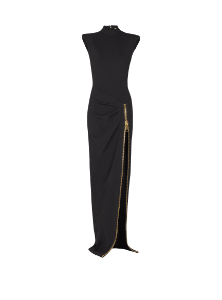 Long jersey dress with leg slit