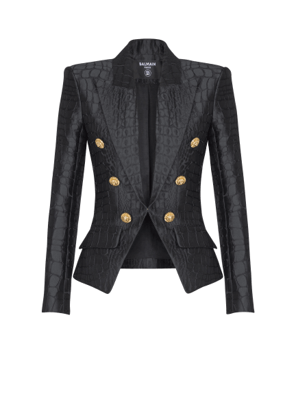 6-button jacket in crocodile jacquard