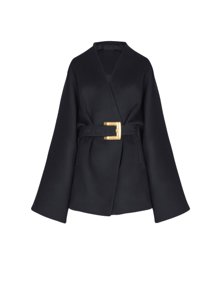 Short wool wrap coat