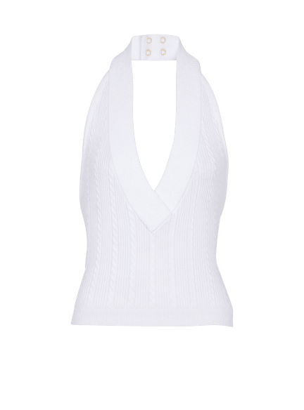 Cable-knit halterneck top