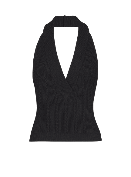 Cable-knit halterneck top