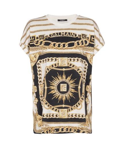 3 Btns Foulard Print T-Shirt