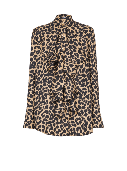 Leopard print ruffled shirt