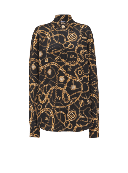 Printed silk shirt with Balmain Chains pattern