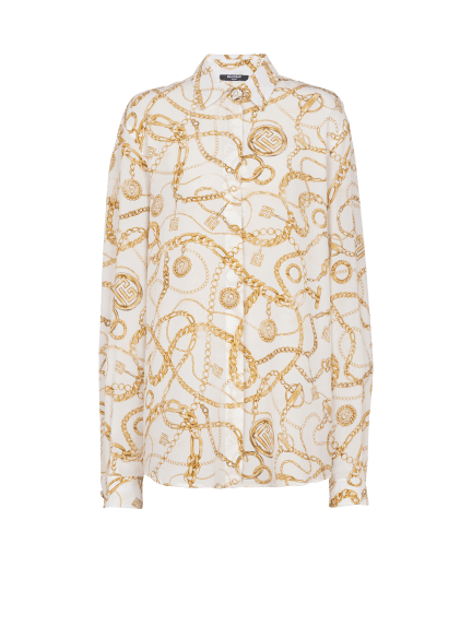 Printed silk shirt with Balmain Chains pattern