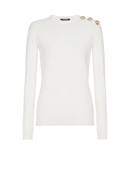 Ls 3 Btn Monogram Knit Top