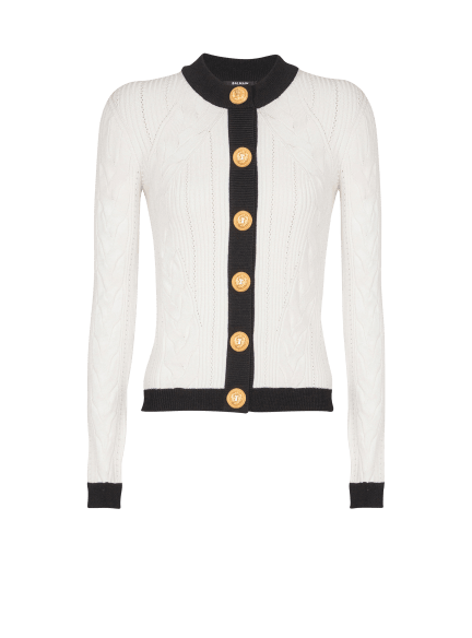 Ls Buttoned Torsade Knit Cardigan