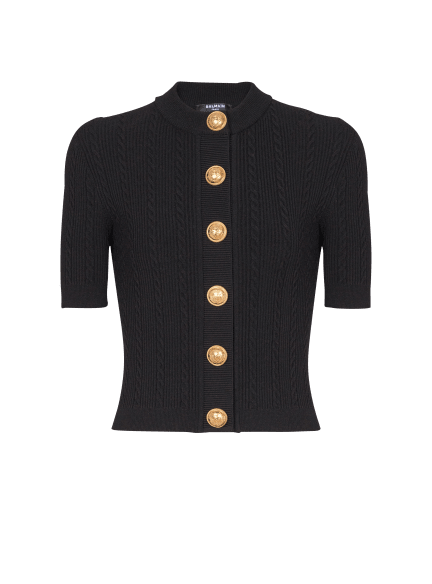 Ss Buttoned Torsade Knit Cardigan