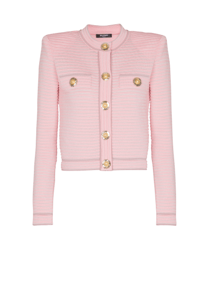 Long-sleeved textured knit cardigan