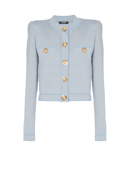 Long-sleeved textured knit cardigan