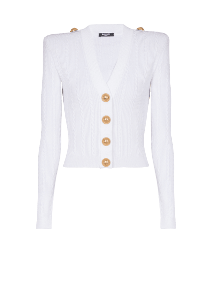 Long-sleeved cable-knit cardigan