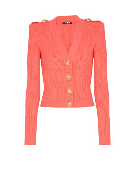 Long-sleeved cable-knit cardigan