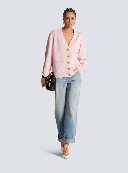 Balmain Emblème-embroidered knit cardigan