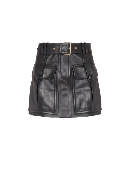 Short lambskin skirt