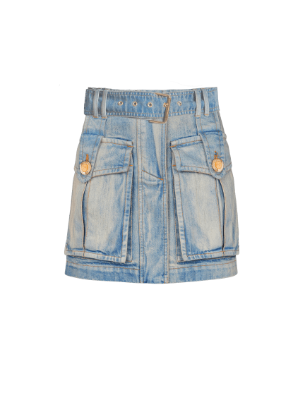 Denim skirt with pockets