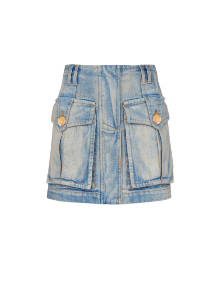 Denim skirt with pockets