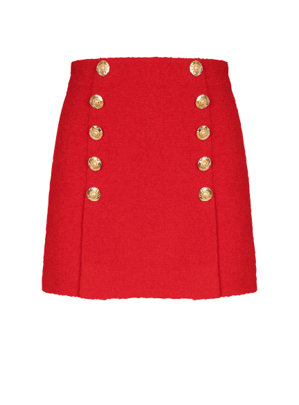 Btn Straight Wool Crepe Short Skirt