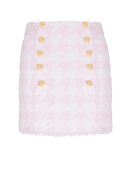 Buttoned Straight Tweed Short Skirt