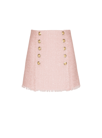 Short sequinned tweed skirt
