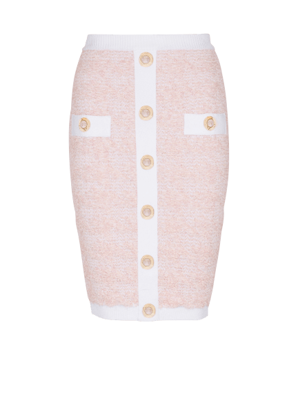 Buttoned Tweed Knee Lenght Skirt