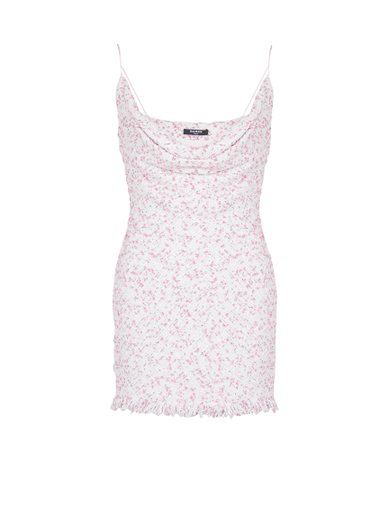 Thin Straps Polka Dot Tweed Short Dress