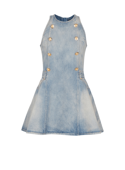 Sl Btn Flare Light Blue Denim Dress