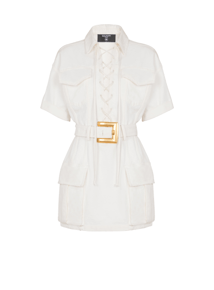 Short lace-up canvas dress