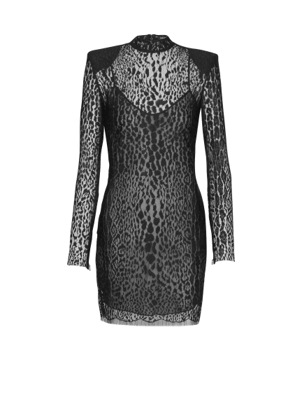Leopard pattern lace bodycon dress