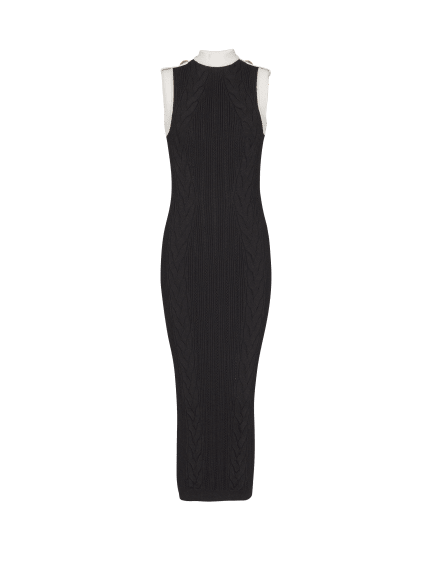 Long two-tone cable-knit dress