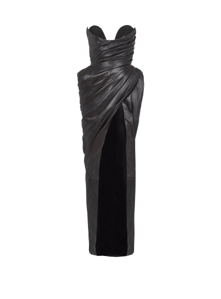 Strapless leather bodycon dress
