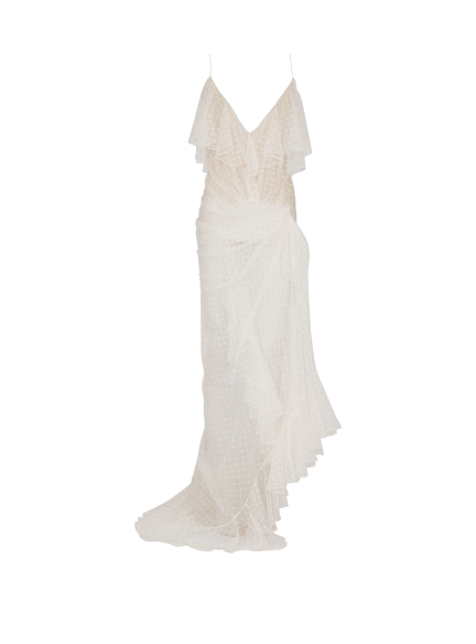 Long flowing dress with lace ruffles 