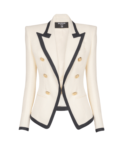 Fitted two-tone basketweave jacket